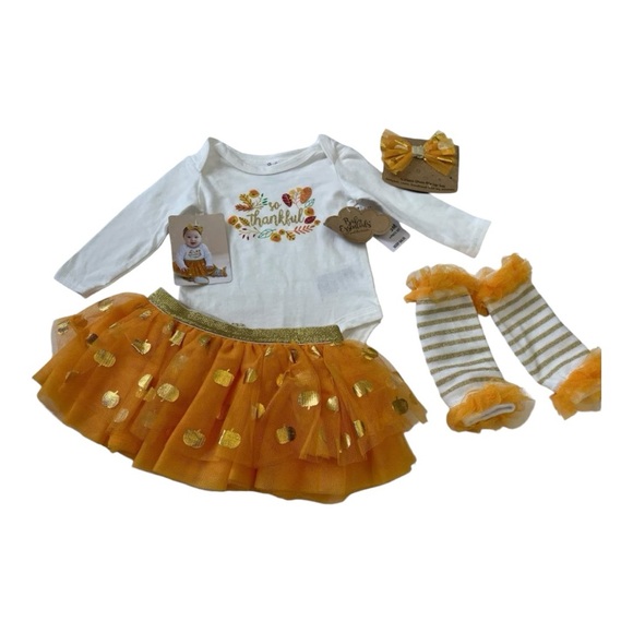 💟Toddler/Baby Girl 4-Pc Fall/Thanksgiving Outfit By: Baby Essentials Size: 6M👶 - Picture 4 of 6